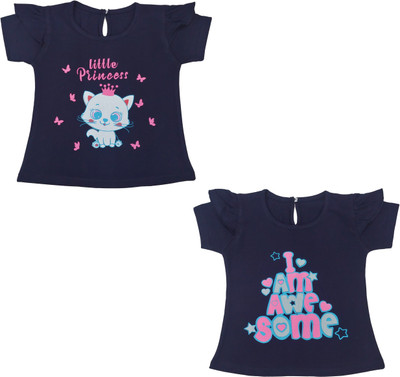 Kiddyboo Girls Casual Pure Cotton Shirt Style Top(Blue, Pack of 2)