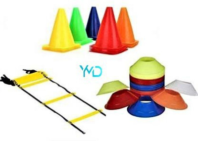 YMD 6 Inch Cones Pack 6 ,10 Space Markers, 4m Ladder Agility Combos Football Kit Football Kit