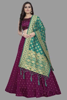 VM TEJANI Solid Semi Stitched Lehenga Choli(Purple)