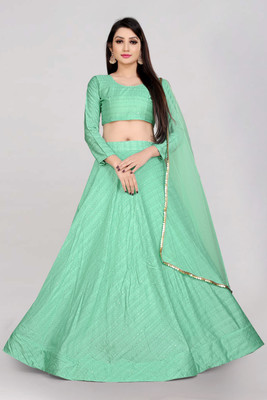 Divastri Embroidered Semi Stitched Lehenga Choli(Light Blue)