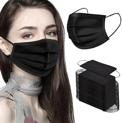 KGKR G1_womenblackmask_50pcs Surgical Mask With Melt Blown Fabric Layer(Free Size, Pack of 50, 3 Ply)