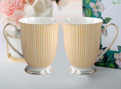 Lemon Tree Yellow Color Printed Tea Coffee Gifting 500 ml Ceramic Coffee Mug(500 ml, Pack of 2)