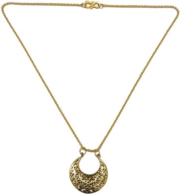 JDDCART Golden Necklace Chain with Round Floral Design Brass Pendent choker Necklace Brass Necklace