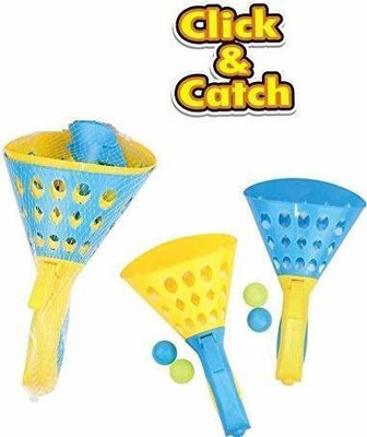 DIKUJI ENTERPRISE Click and Catch Twin Ball Game Indoor Outdoor Toy Set | Pop & Catch Ball(Multicolor)