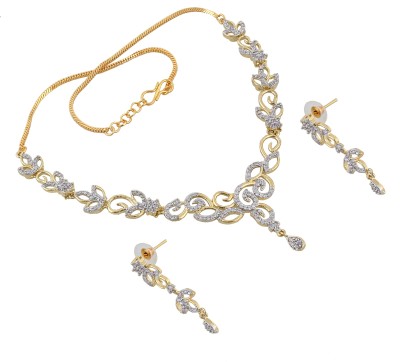 Lucky Jewellery Brass Gold-plated White Jewellery Set(Pack of 1)