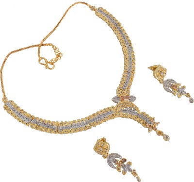 Lucky Jewellery Brass Gold-plated White Jewellery Set(Pack of 1)