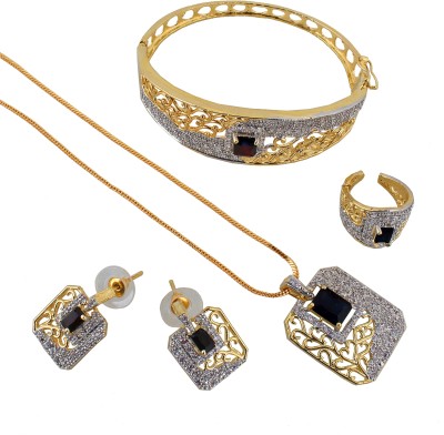 Lucky Jewellery Brass Gold-plated Black Jewellery Set(Pack of 1)
