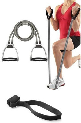 ADONYX Double Toning Tube Latex Pullrope Door Anchor Resistance Tube(Grey)