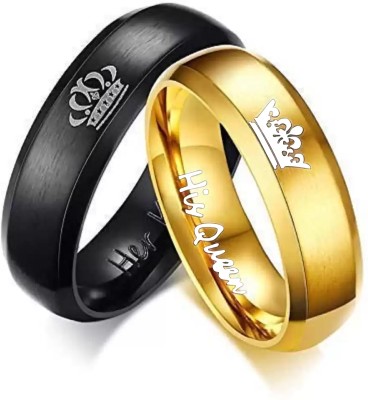 Heer Collection Fashion Jewellery Couple Ring for Lovers His Queen Her King Proposal Finger Rings Valentine Couple Rings Forever Love Couple Band Crown King Queen His & Hers Matching Set Promise Propose Engagement Anniversary Wedding Stainless Steel Couple Valentine day Gifts Lover Simple Stylish Fa
