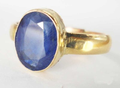 Chopra Gems Blue Sapphire Neelam 6.50ratti Stone Adjustable Ring for Men & Women Brass Gold Plated Ring