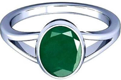 Chopra Gems Emerald Panna Panchdhatu Rashi Ratan Ring for Astrological Purpose Lab Certified Brass Emerald Silver Plated Ring