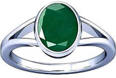 Chopra Gems Certified Emerald (Panna) 6.50Ratti Ring for Men and Women Brass Emerald Silver Plated Ring