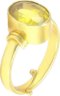 Chopra Gems Natural Yellow Sapphire Pukhraj Gemstone Stone Ring With Lab Certificate Brass Sapphire Gold Plated Ring