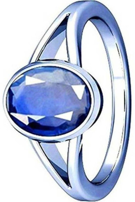 Chopra Gems Certified Unheated Natural Blue Sapphire Neelam Gemstone Ring for Women's/Men's Brass Gold Plated Ring