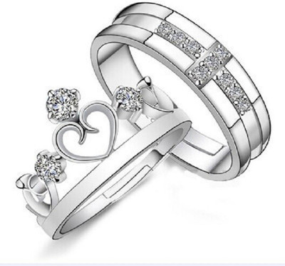P. R. PRINTS Metal Cubic Zirconia Silver Plated Ring Set