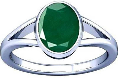 Chopra Gems Ratti 6.50 Emerald Panna Ring Certified Loose Gemstone Ring Brass Emerald Gold Plated Ring