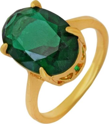 Chopra Gems Certified Precious Emerald Ring Panna Gemstone Ring Astrological Purpose Brass Emerald Gold Plated Ring