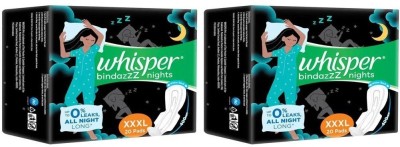 Whisper Ultra Night Sanitary Pads for Women, XXXL 20+20 Sanitary Pad(Pack of 2)