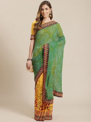 Divastri Printed Bandhani Georgette Saree(Multicolor)