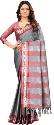 HARSH APPAREL Printed Daily Wear Cotton Silk Saree(Grey)