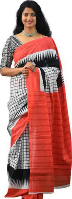 NIKHILAM Printed Handloom Pure Cotton Saree(Multicolor)