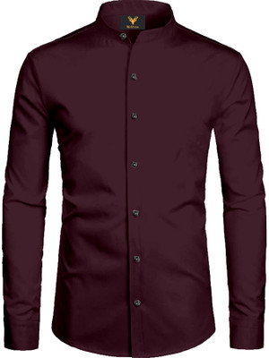 NIVICK Men Solid Formal Maroon Shirt