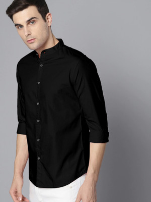 NIVICK Men Solid Formal Black Shirt