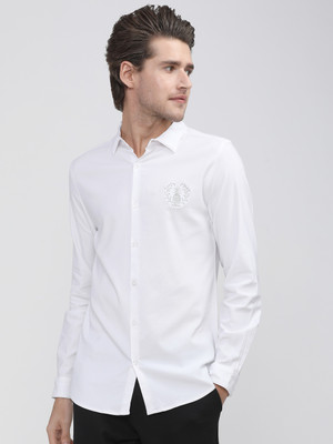 HIGHLANDER Men Solid Casual White Shirt