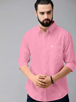 ZURINE Men Solid Casual Pink Shirt