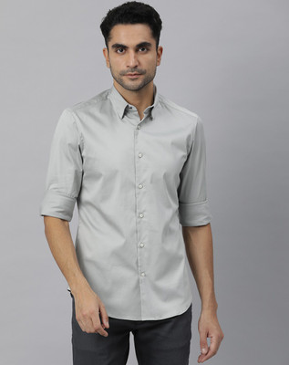 RARE RABBIT Men Solid Casual Grey Shirt