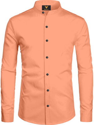 NIVICK Men Solid Formal Orange Shirt