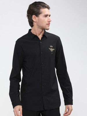 HIGHLANDER Men Printed Casual Black Shirt