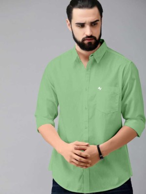 SilverBuck Men Solid Casual Light Green Shirt