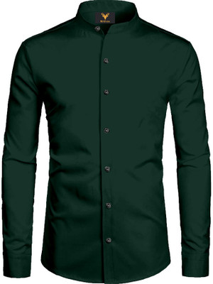 NIVICK Men Solid Formal Dark Green Shirt