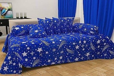 Aakriti Homes Polycotton Abstract Diwan Set(Blue, White)