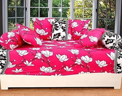 Aakriti Homes Polycotton Abstract Diwan Set(Pink, Black)