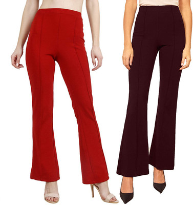 YOZO Regular Fit Women Red, Maroon Trousers