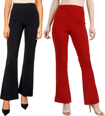 YOZO Regular Fit Women Black, Red Trousers