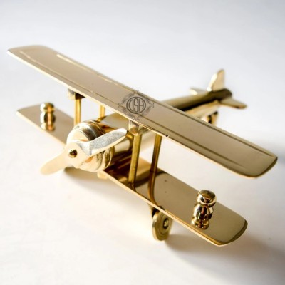 Dsh Brass Aeroplane Showpiece Table Top Decorative for Home Decor & Office ( J-9) Decorative Showpiece  -  7 cm(Brass, Gold)