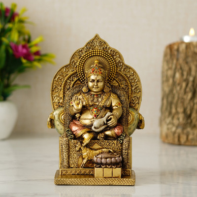shyam antique creation Kuber statue for home office table god kubera murti Kuberan idol Decorative Showpiece  -  17.5 cm(Polyresin, Bronze, Gold)