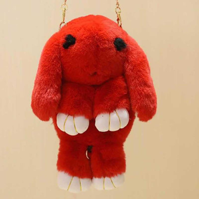 Shubhkamna Red Sling Bag Soft Cute Bunny Sling Bag With Chain And Smooth Zipper For Girls//Fluffy Rabbit