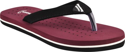 BOOT BOX Women Slippers(Maroon, Black , 8)