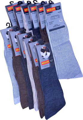 YIMK Men Striped Mid-Calf/Crew(Pack of 12)