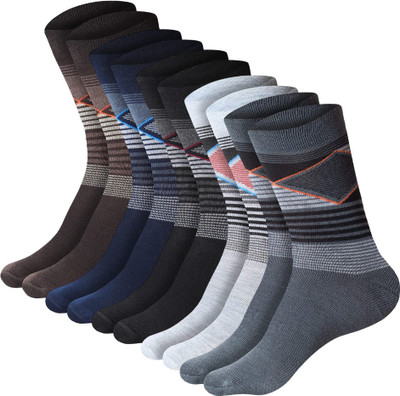 FeetStreet Men Printed Mid-Calf/Crew(Pack of 5)
