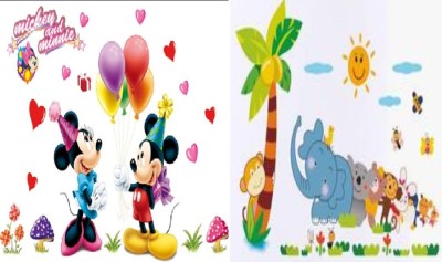 JAAMSO ROYALS 60 cm Micky Mouse for Home and Animal Cartoon Wall Sticker( Set of 2 ) Self Adhesive Sticker(Pack of 1)