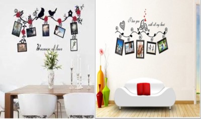 JAAMSO ROYALS 60 cm Love Birds and Small Red Flower & Birds Wall Sticker( Set of 2 ) Self Adhesive Sticker(Pack of 1)