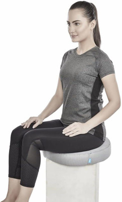 VISSCO Coccyx RoundRing Cushion Pillow - Piles Reliever, Back Pain, Used In Car, Office Back / Lumbar Support(Grey)