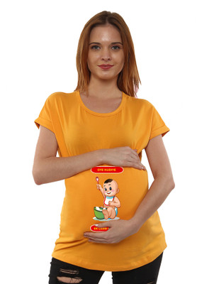 Sillyboom Graphic Print Women Round Neck Yellow T-Shirt