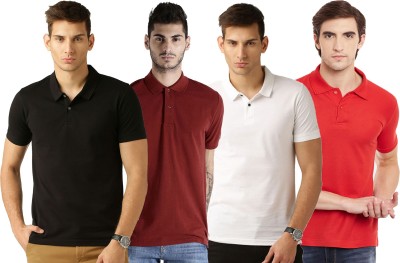 asar Solid Men Polo Neck Multicolor T-Shirt
