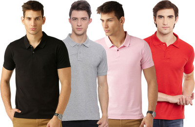 Galatea Solid Men Polo Neck Multicolor T-Shirt